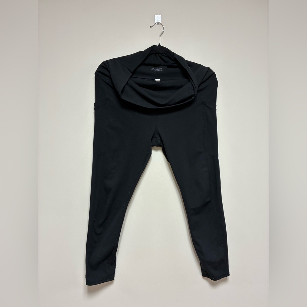 FABLETICS Pure Luxe Maternity 7/8 Leggings Full Panel Media Pocket Black Sz L
